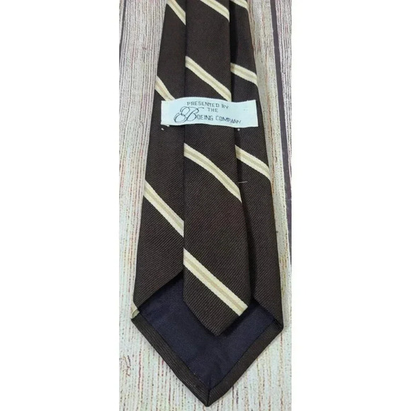 Boeing Company Vertol Men's Classic Pointed Striped Neck Tie Brown Beige 57" - Picture 5 of 6
